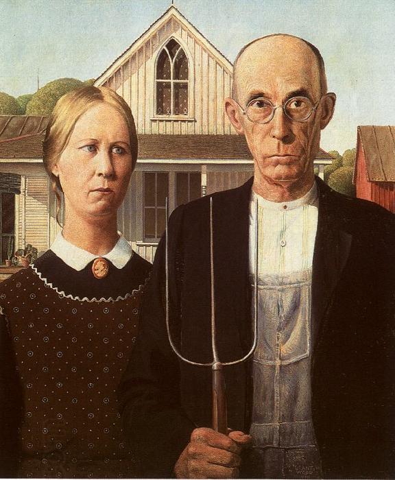 Grant Wood American Gothic oil painting picture